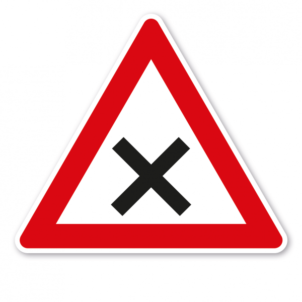 Verkehrsschild Achtung Kreuzung oder Einmündung mit Vorfahrt von rechts – VZ 102