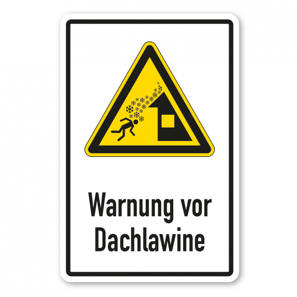 Warnschild Warnung vor Dachlawine - Kombi - ISO 7010 - W0040-K