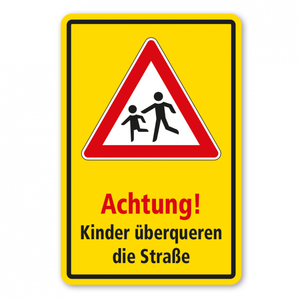 Kinderschild / Verkehrsschild Achtung - Kinder überqueren die Straße - Kombi