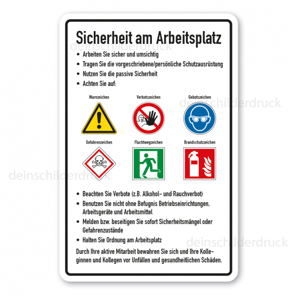 Sicherheitsschild Sicherheit am Arbeitsplatz