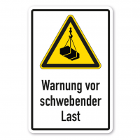 Warnschild Warnung vor schwebender Last - Kombi - ISO 7010 - W0015-K Warnschild Warnung vor schwebender Last - Kombi - ISO 7010 - W0015-K