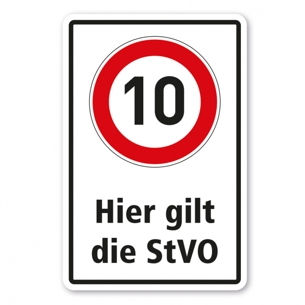 Betriebsschild 10 km/h - Hier gilt die StVO - Kombi