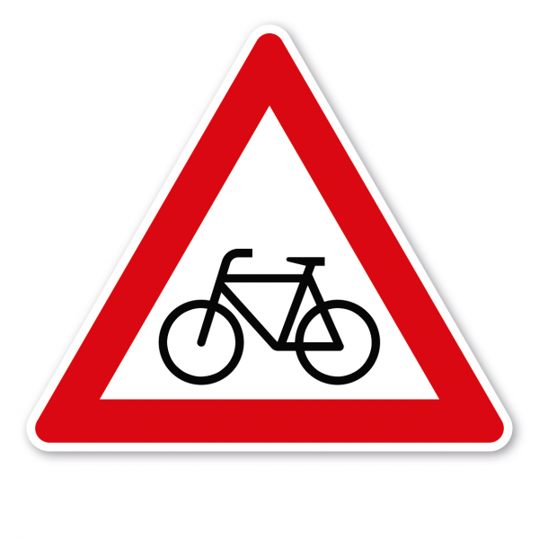 Verkehrsschild Achtung Radverkehr - Aufstellung rechts – VZ 138-10