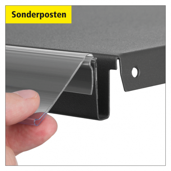 Sonderposten Winkel-Etikettenhalter 750 x 42 mm, transparent - 100 Stück