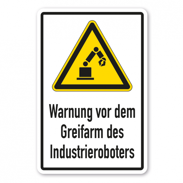 Warnschild Gefahr durch Greifarm des Industrieroboters - Kombi