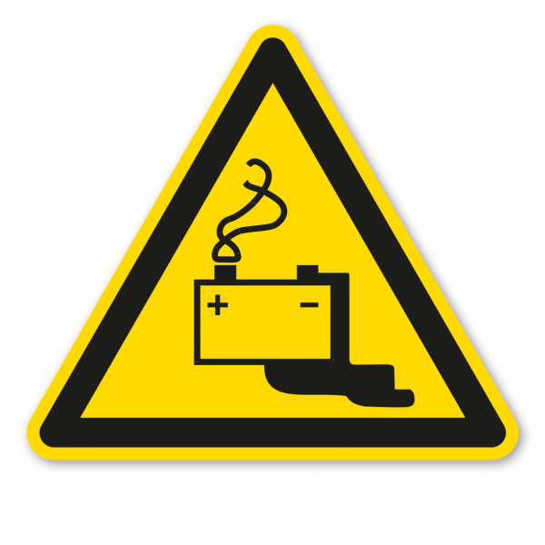Warnzeichen Warnung vor Gefahren durch das Aufladen von Batterien – ISO 7010 - W026